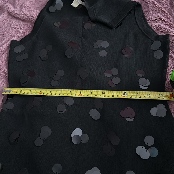 *NEW* Michael Kors Dress Women Sleeveless Knit Fit & Flare Black Sequin Large - Picture 6 of 8